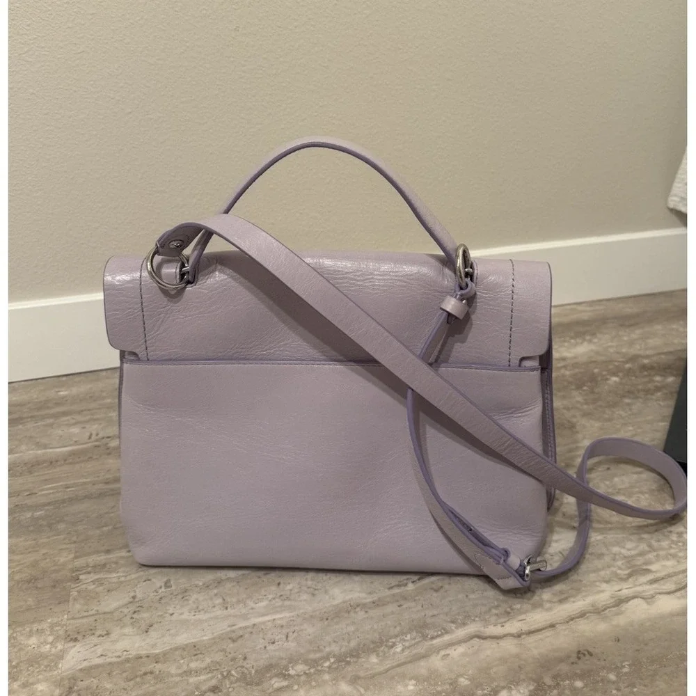REBECCA MINKOFF Stella Leather Satchel Lilac‎ Purple Flip Over Bag Purse